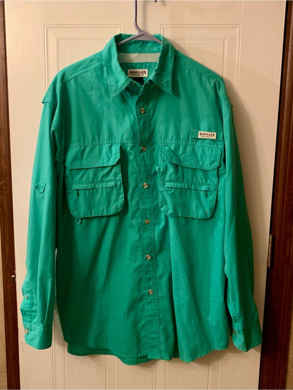 Magellan Outdoors Men's Vented Long Sleeve Fishing Shirt Green - Size Large